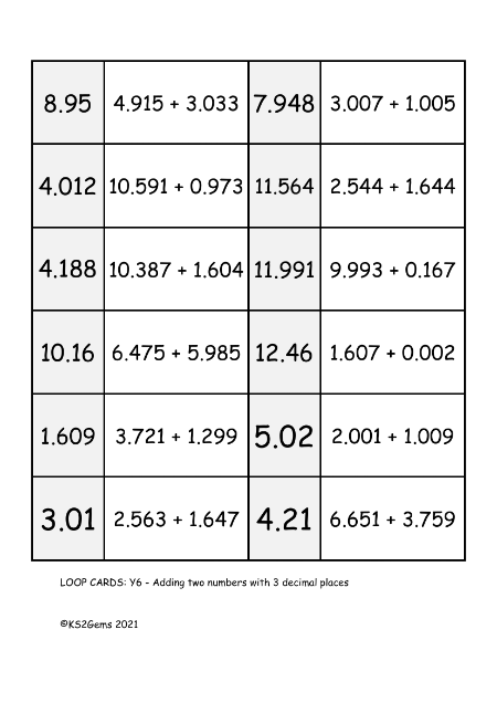 Loop Card Game - Adding two numbers with 3 decimal places