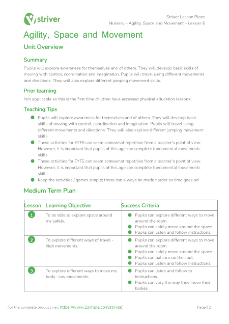 Agility, Space and Movement - Unit Overview