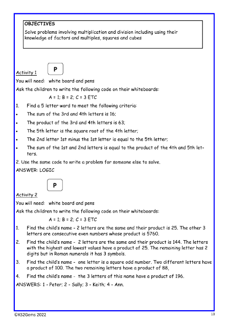 Solving problems with factors and multiples worksheet