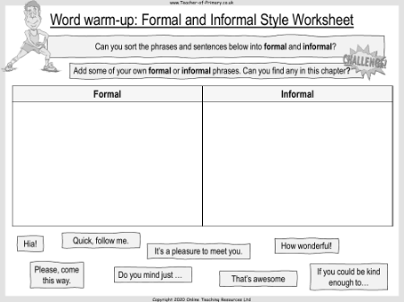 Wonder Lesson 9: Jack, Will, Julian and Charlotte - Word warm-up: Formal and Informal Style