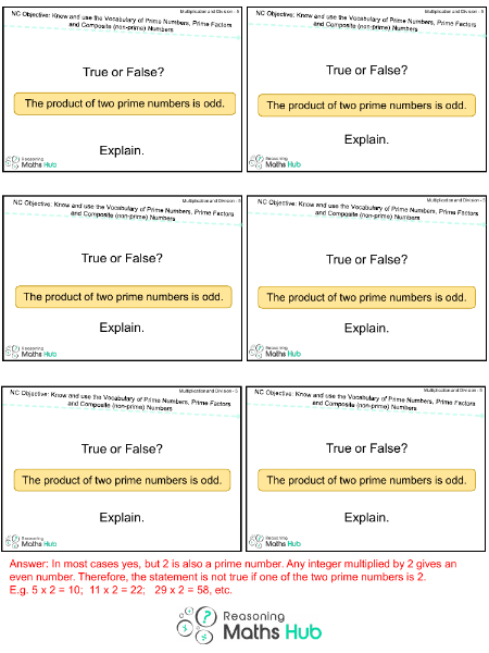 Prime Numbers, Prime Factors and Composite Numbers - Reasoning