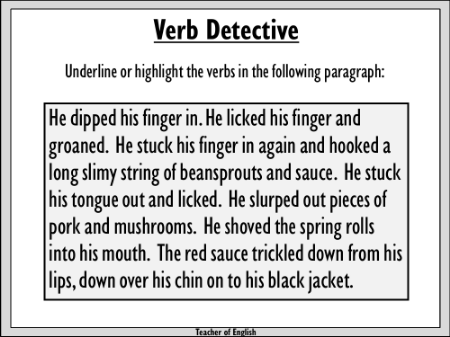 Powerful Verbs - Verb Detective Worksheet