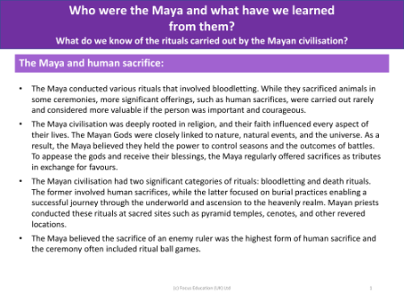 Maya and human sacrifice - Info sheet
