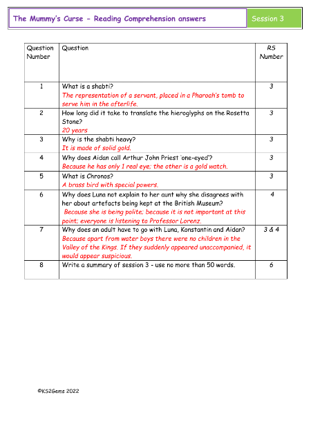 6. Reading Comprehension answers