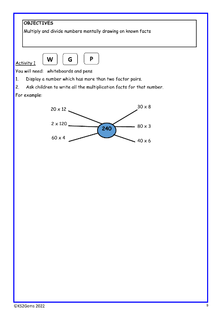 Mental multiplication and division worksheet