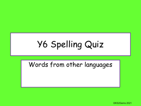 Words from other Languages Quiz