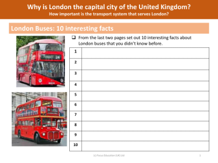 London buses - 10 interesting facts - Worksheet
