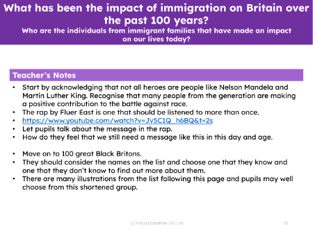 Who are the individuals from immigrant families that have made an impact on our lives today? - Teacher notes