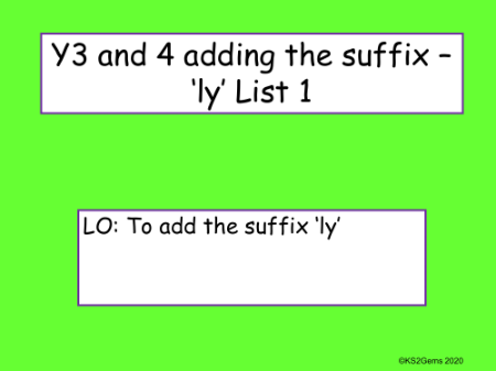 Adding Suffixes 'ly' List 1 Presentation