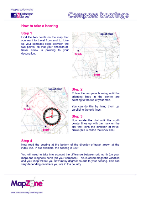 Bearings Help Sheet - Outdoor and Adventurous Activities