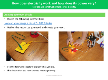 Creating your own circuit - Activity - Year 6