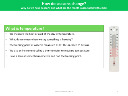 What is temperature? - Seasonal Change - Year 1