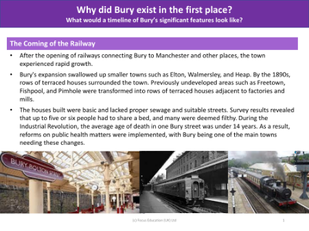 The coming of the Railway - History of Bury - Year 3