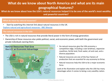 Natural resources in the USA - Info sheet