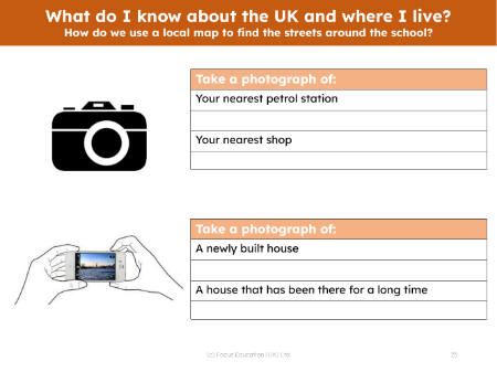 Take a photograph of things in my local area - Worksheet