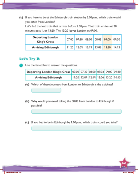 Max Maths, Year 5, Try it, 24-hour timetables (1)