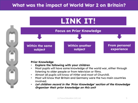 Link it! Prior knowledge - World War 2 - 5th Grade