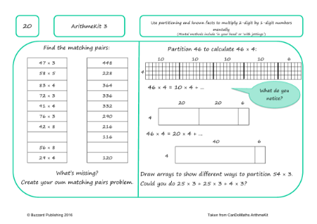 Use partitioning and known facts to multiply 2-digit by 1-digit numbers mentally