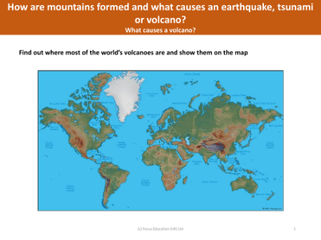 Locate on a map - Volcanoes of the world