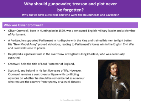 Oliver Cromwell - Info sheet