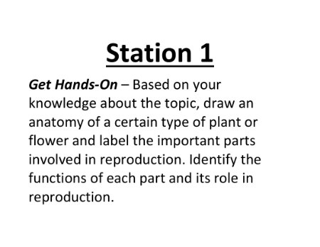 Plant Sexual and Asexual Reproduction - Lab Station Cards