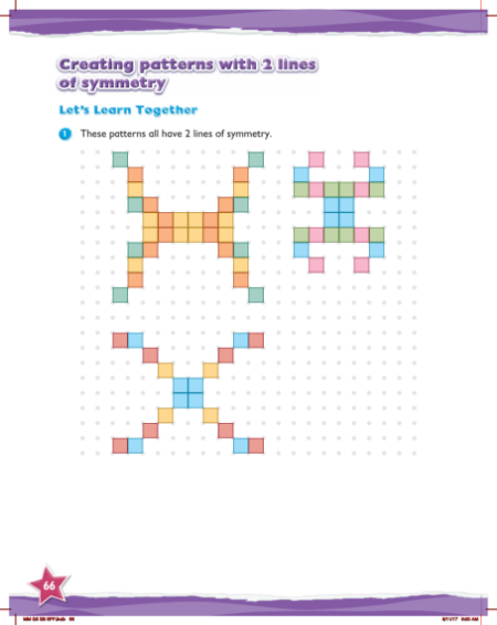 Max Maths, Year 5, Learn together, Creating patterns with 2 lines of symmetry (1)
