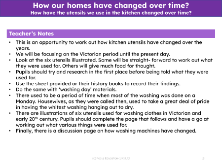 How have the utensils we use in the kitchen changed over time? - Teacher notes