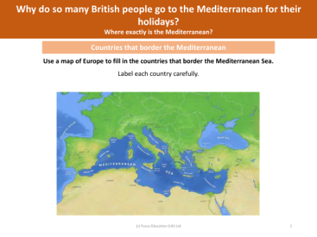 Label countries that border the Mediterranean