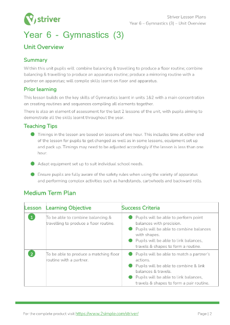 Gymnastics 3 - Unit Overview