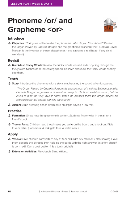 Phoneme "or" and Grapheme "or" - Lesson plan