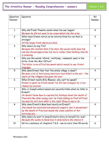 5. Reading Comprehension Answers