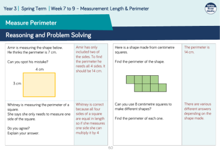 Measure perimeter: Reasoning and Problem Solving