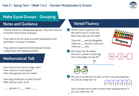 Make equal groups â€“ grouping: Varied Fluency