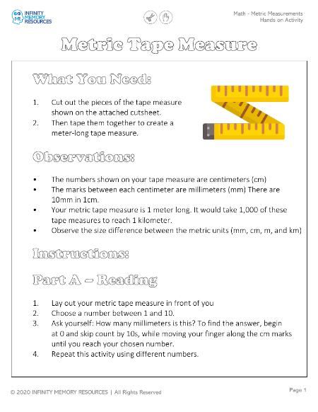 Metric Measurements - Hands on Activity