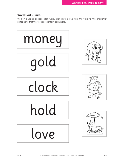 Word sort - Pairs activity - Worksheet 