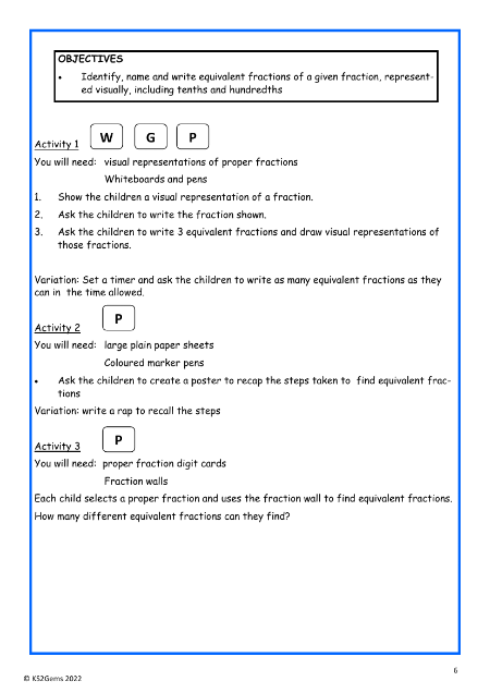 Equivalent fractions worksheet