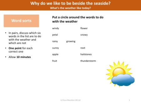Word sorts - Weather