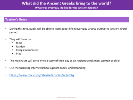 What was everyday life like for the Ancient Greeks? - Teacher notes