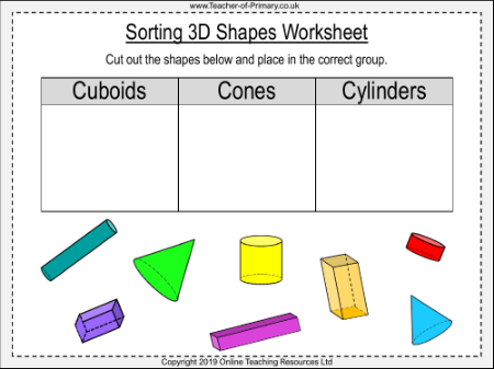 Sorting 3D Shapes - Worksheet
