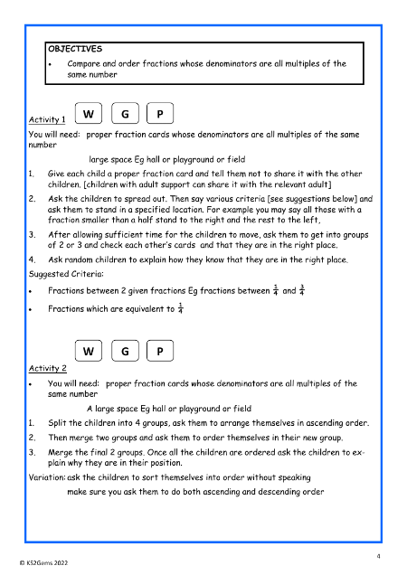 Comparing and ordering fractions worksheet