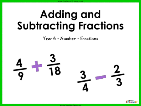 Adding and Subtracting Fractions - PowerPoint