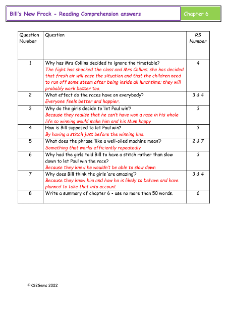 4. Reading Comprehension Answers