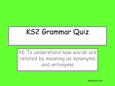 Synonyms and Antonyms Quiz