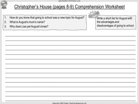 Wonder Lesson 6: Christopher's House - Comprehension Worksheet 2