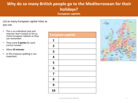 Mini quiz - European capitals
