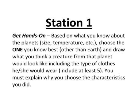 Our Solar System - Lab Station Cards