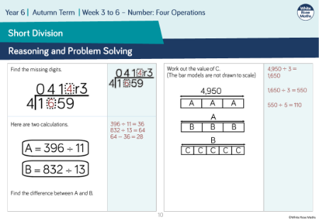 Short division: Reasoning and Problem Solving