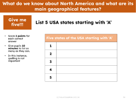 Give me 5 - USA states beginning with 'A'