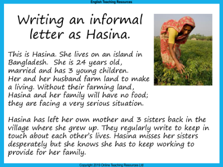 Writing as Hasina Worksheet