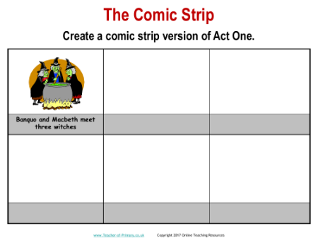 Macbeth - Lesson 9 - The Comic Strip Worksheet
